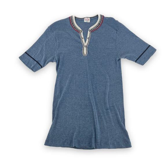 VTG 60s Break Away by Lamplighter Embroidered Short Sleeve Henley Tee Unisex M/L - Picture 4 of 13